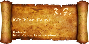 Köhler Fanni névjegykártya