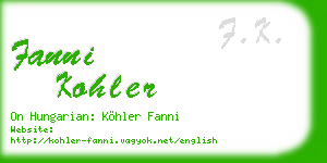 fanni kohler business card